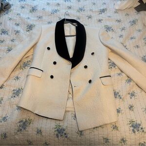 Comme des Garcons White and Black Blazer with Satin Lapels